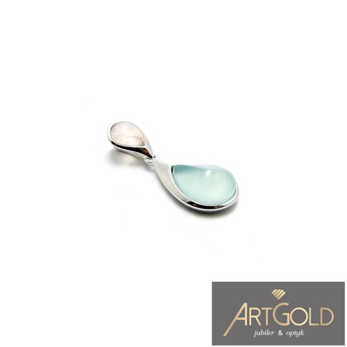WISIOREK SREBRNY AGAT AQUA + KWARC